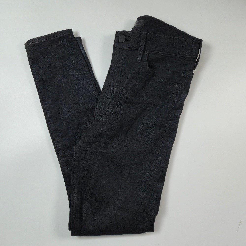 Mother The Swooner Ankle Jeans Womens 29 Black Coated Wet Paint Skinny High Rise